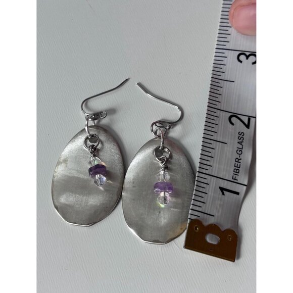 Handmade UpCycled Silverware Earrings amethyst crystal beads: Silverware Jewelry - Picture 4 of 4